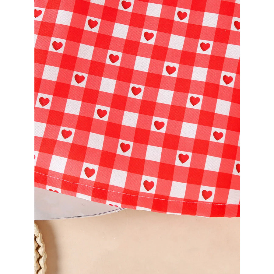 Children’s Ruffled Bodysuit and Gingham Dress Set with Headband Apparel and Accessories