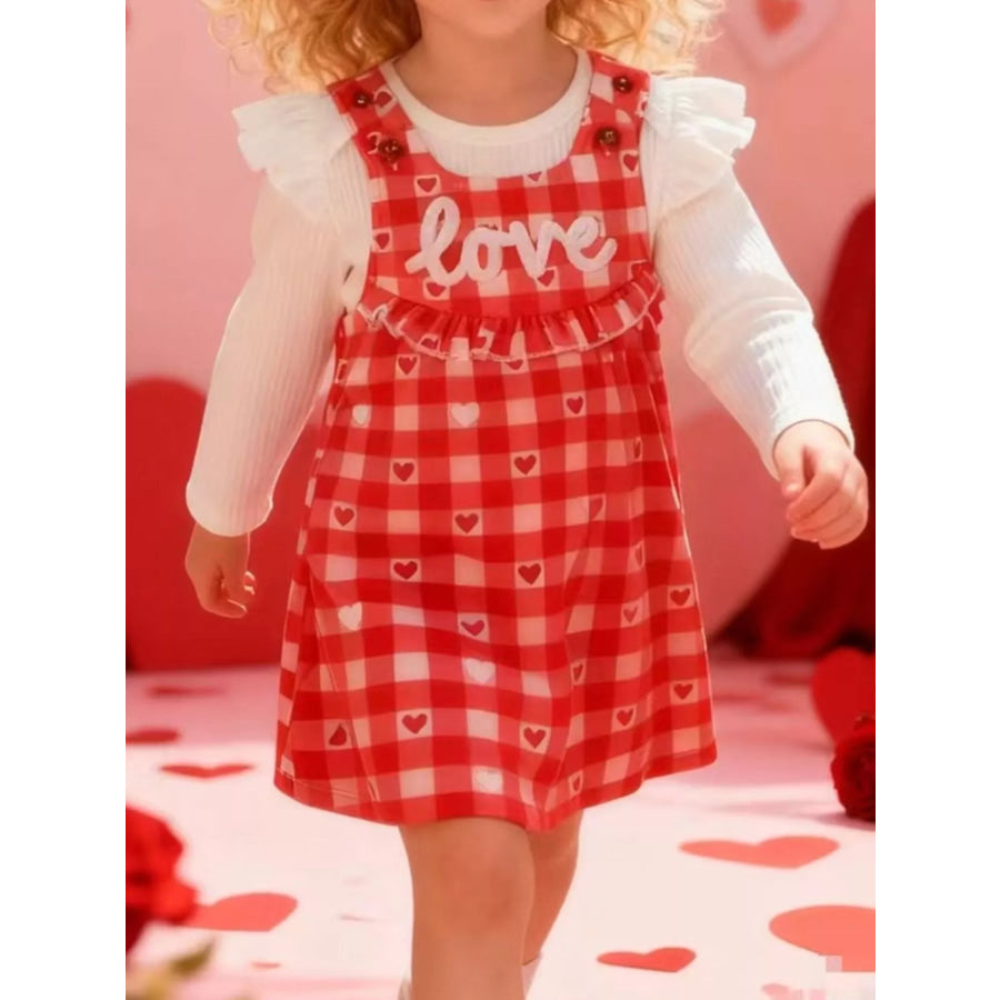 Children’s Ruffled Bodysuit and Gingham Dress Set with Headband Red / 0-3M Apparel and Accessories