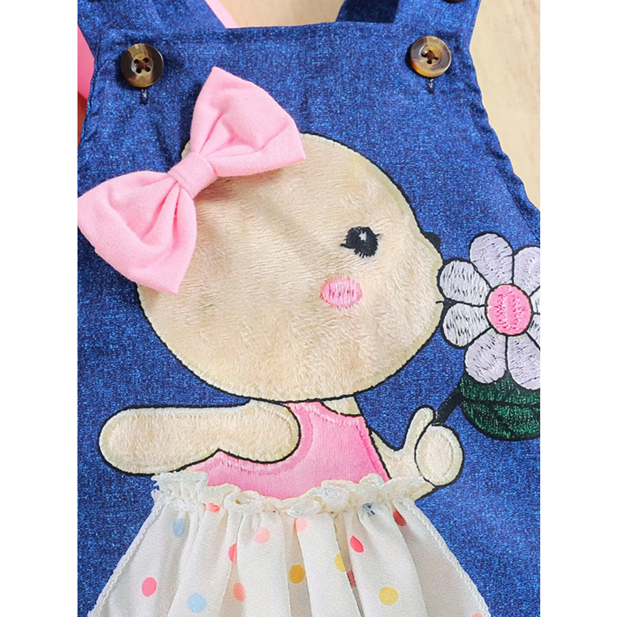 Children’s Ruffled Bodysuit and Overall Dress Set with Headband Apparel and Accessories
