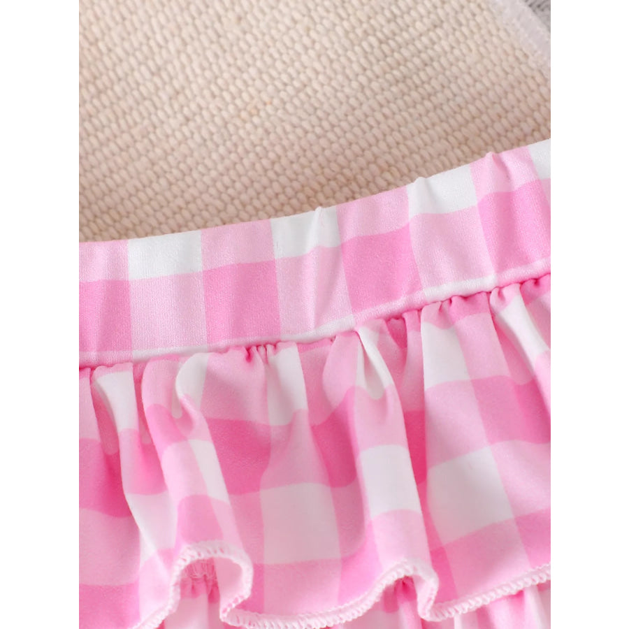Children’s Ruffled Bow Graphic Bodysuit and Pants Set with Headband Apparel and Accessories