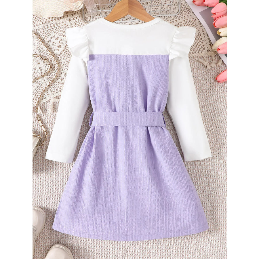 Children’s Ruffled Bow Long Sleeve Dress Apparel and Accessories