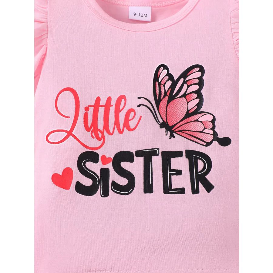 Children’s Ruffled Butterfly T-Shirt and Shorts Set with Headband Apparel Accessories