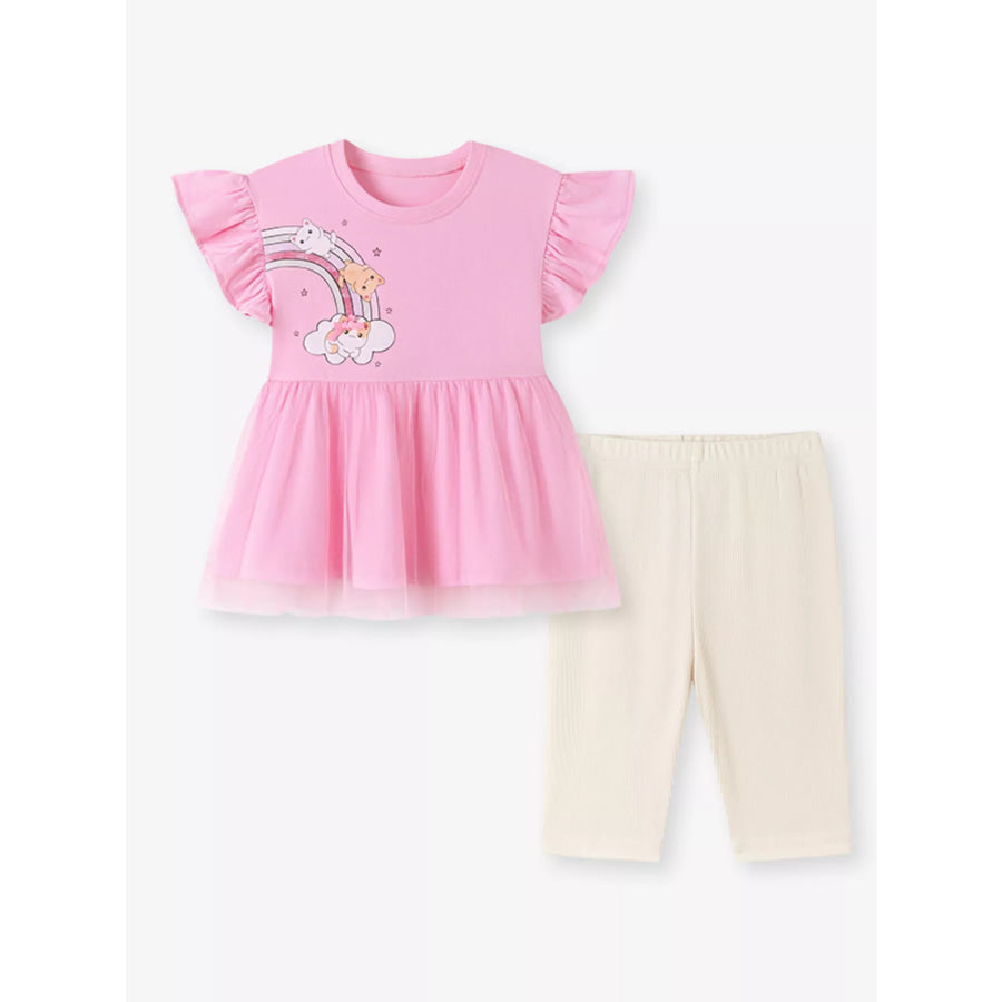 Children’s Ruffled Cap Sleeve Top and Pants Set Apparel and Accessories