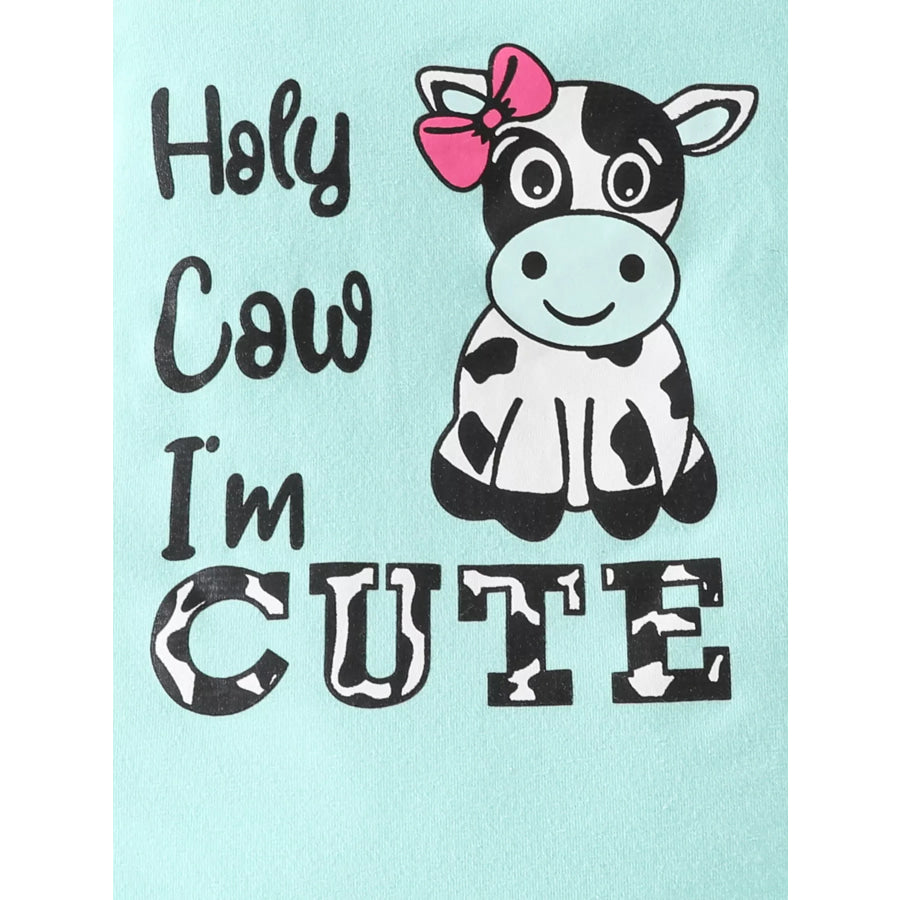Children’s Ruffled Cow Bodysuit and Shorts Set with Headband Apparel and Accessories