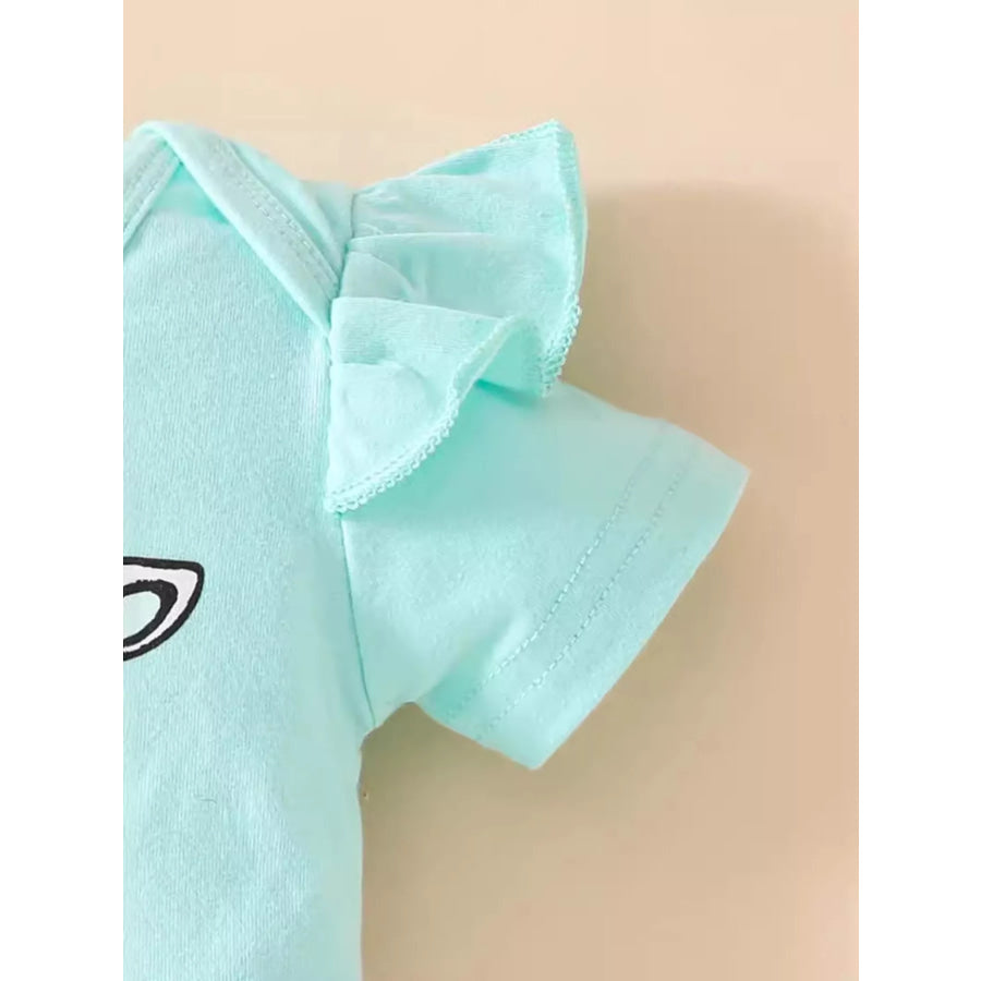 Children’s Ruffled Cow Bodysuit and Shorts Set with Headband Apparel and Accessories