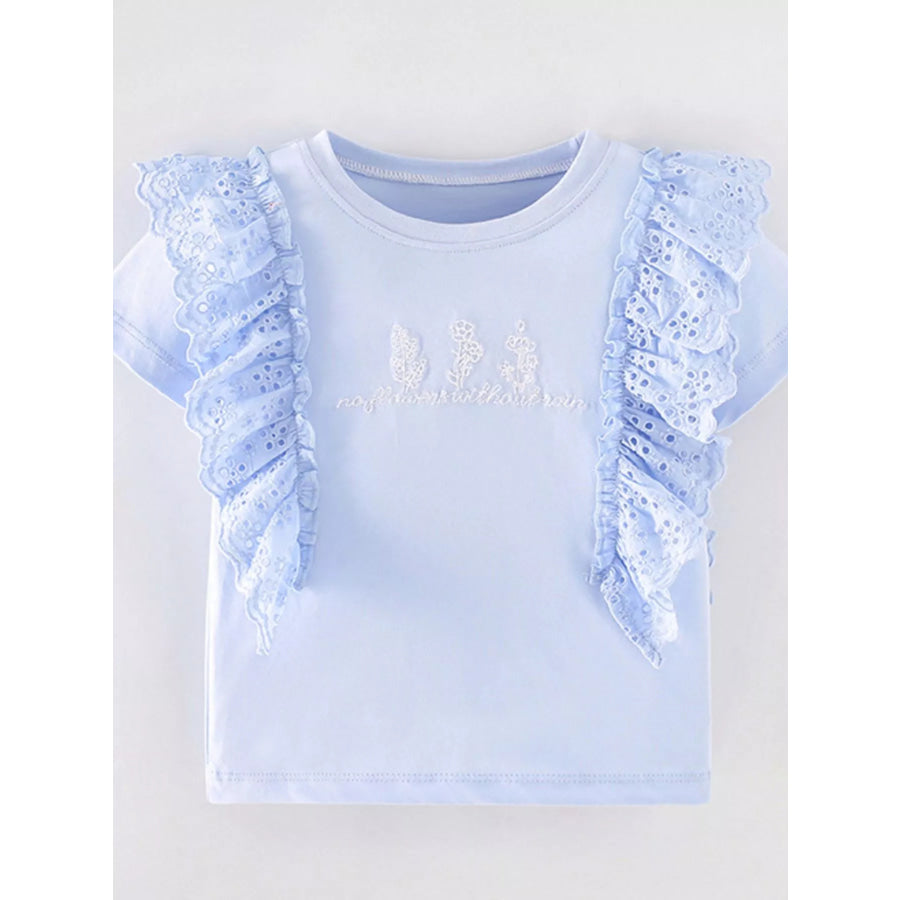 Children’s Ruffled Eyelet Round Neck T-Shirt Apparel and Accessories