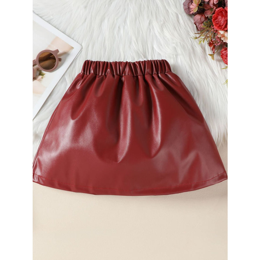 Children’s Ruffled Faux Leather Top and Skirt Set Apparel and Accessories