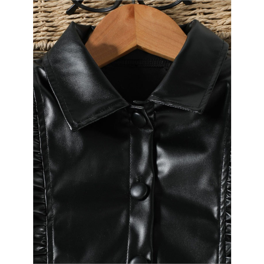 Children’s Ruffled Faux Leather Top and Skirt Set Apparel and Accessories
