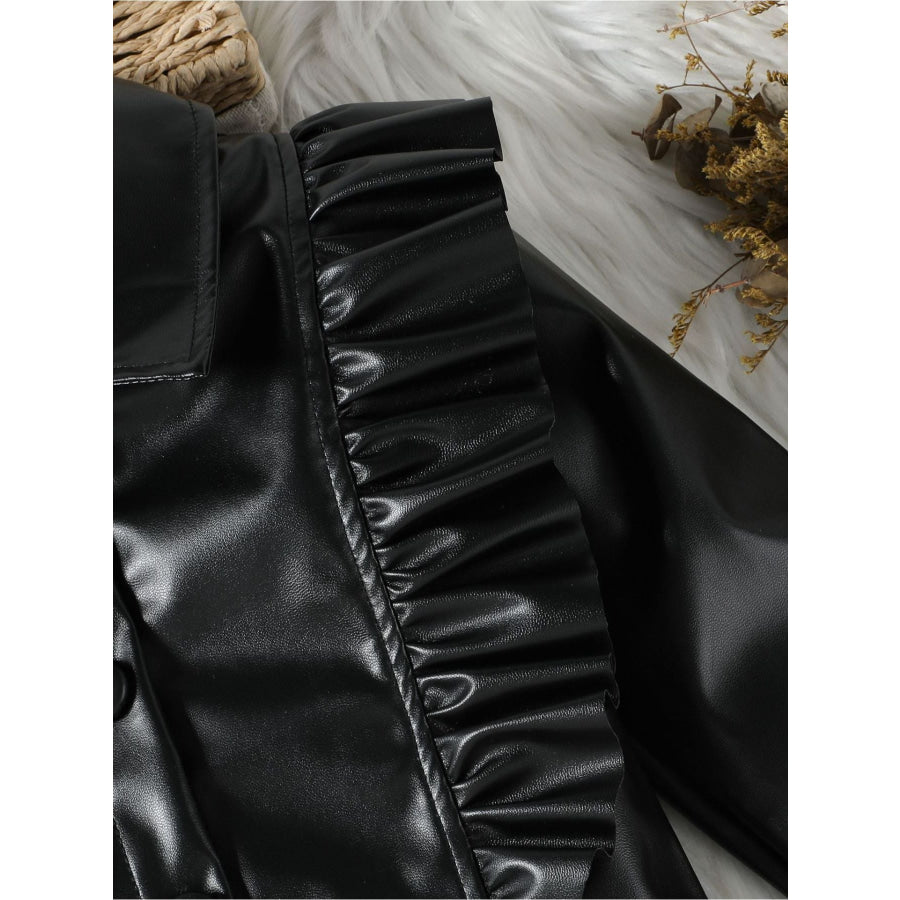 Children’s Ruffled Faux Leather Top and Skirt Set Apparel and Accessories