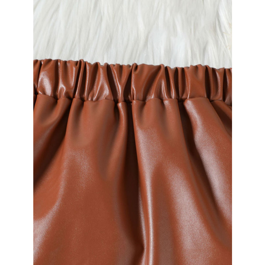 Children’s Ruffled Faux Leather Top and Skirt Set Apparel and Accessories