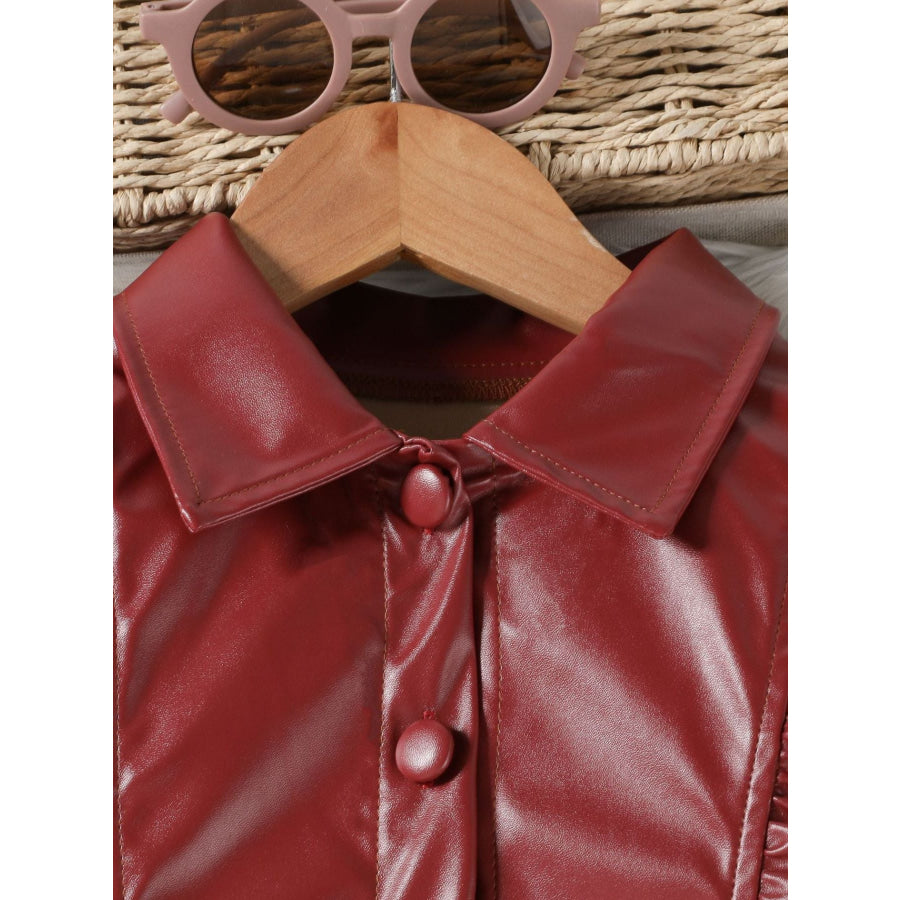 Children’s Ruffled Faux Leather Top and Skirt Set Apparel and Accessories