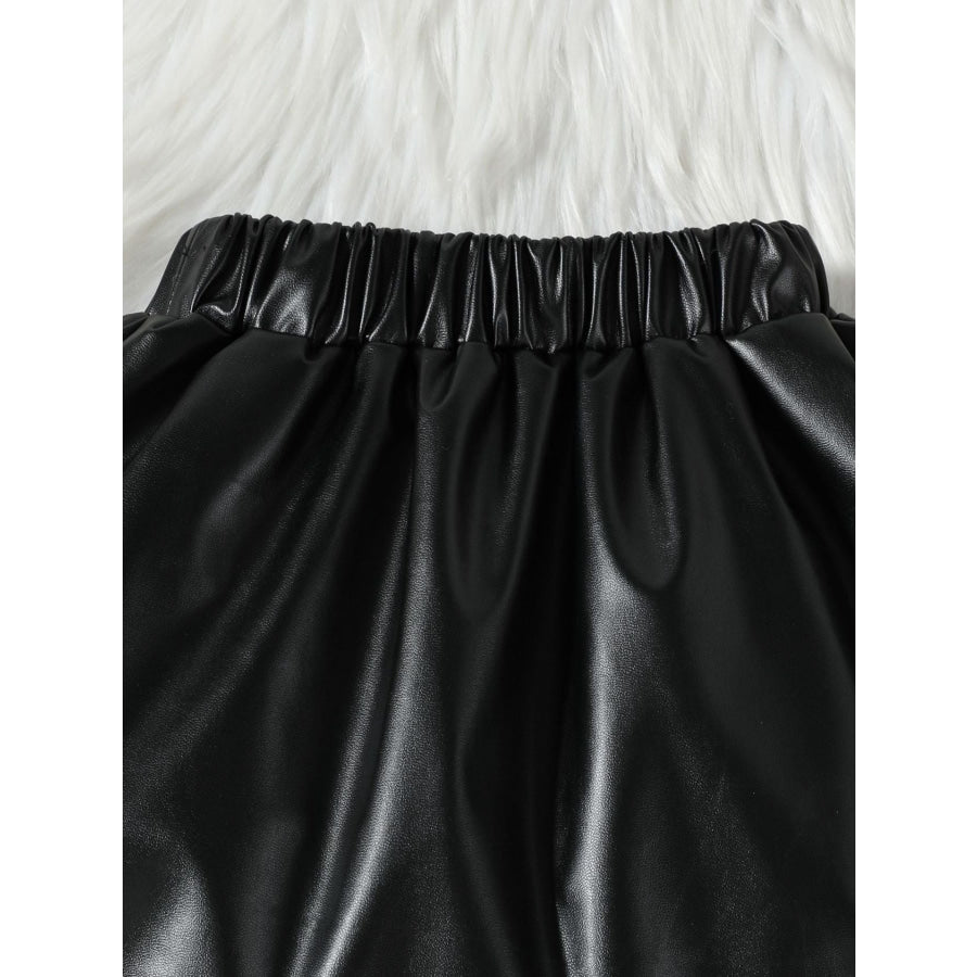 Children’s Ruffled Faux Leather Top and Skirt Set Apparel and Accessories