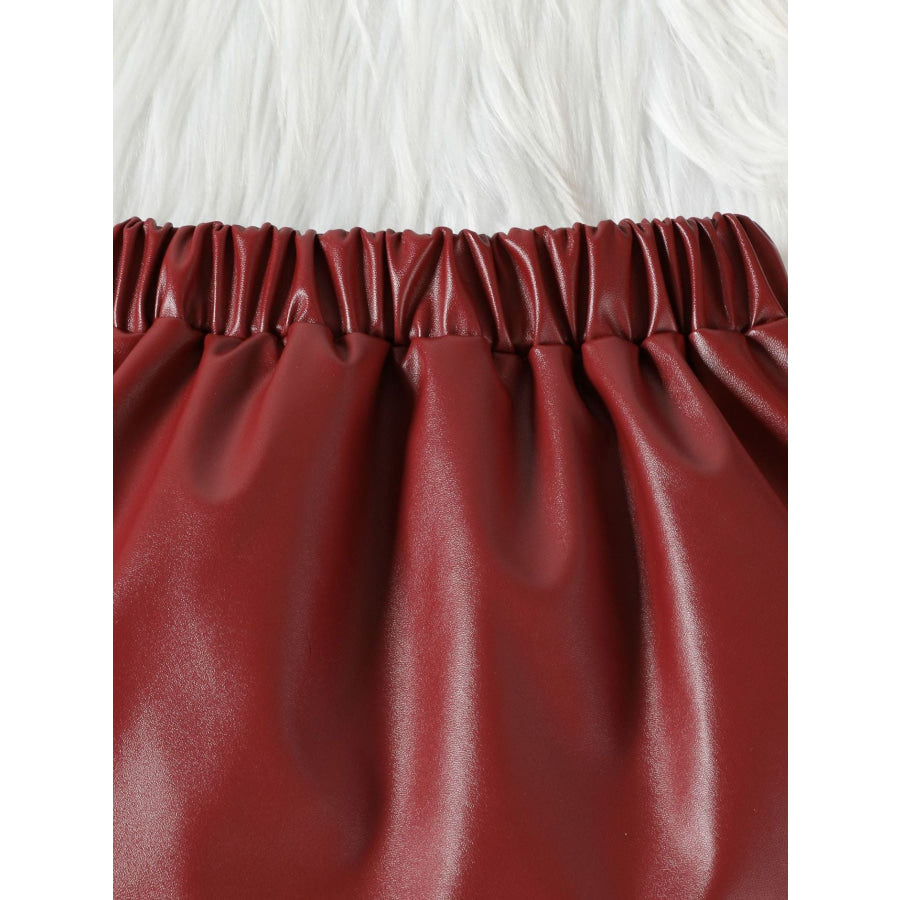 Children’s Ruffled Faux Leather Top and Skirt Set Apparel and Accessories
