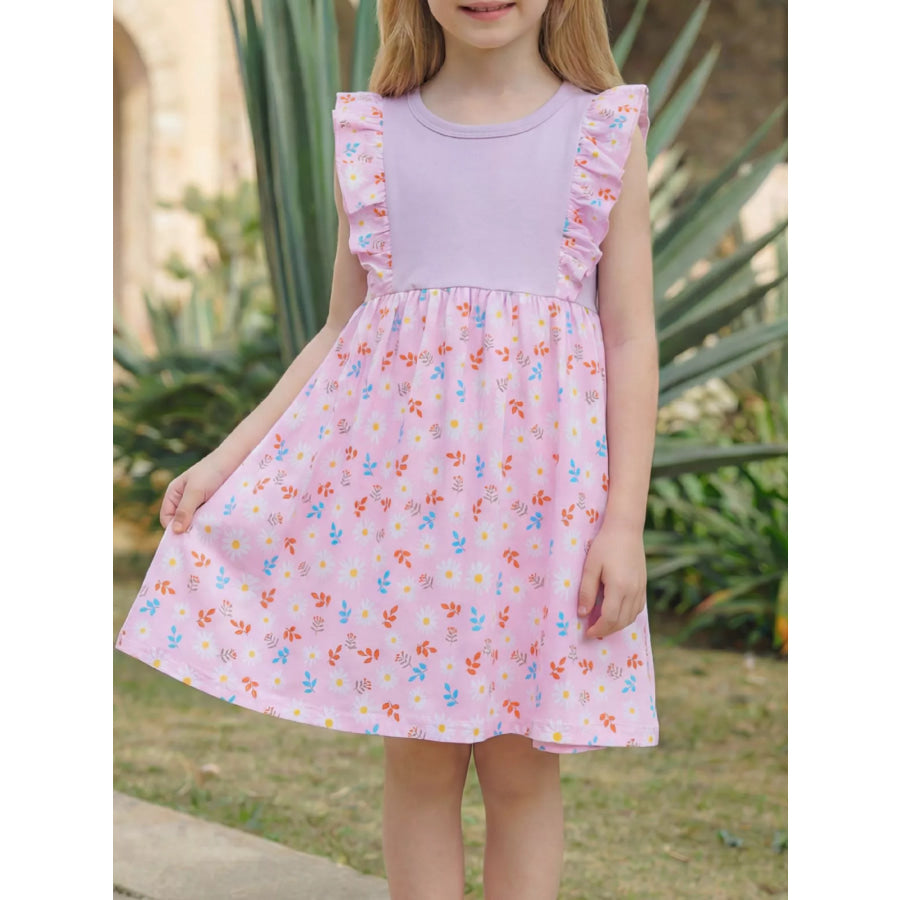 Children’s Ruffled Floral Print Dress Pink / 2-3 Apparel and Accessories