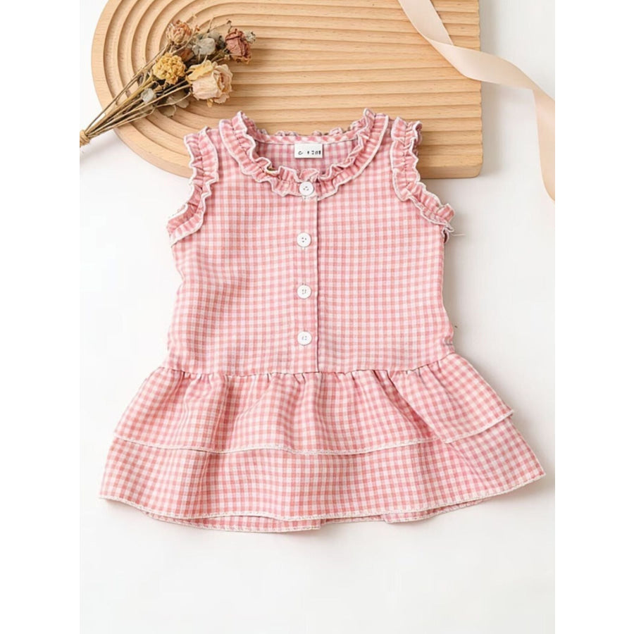 Children’s Ruffled Gingham Sleeveless Dress Blush Pink / 6-12M Apparel and Accessories