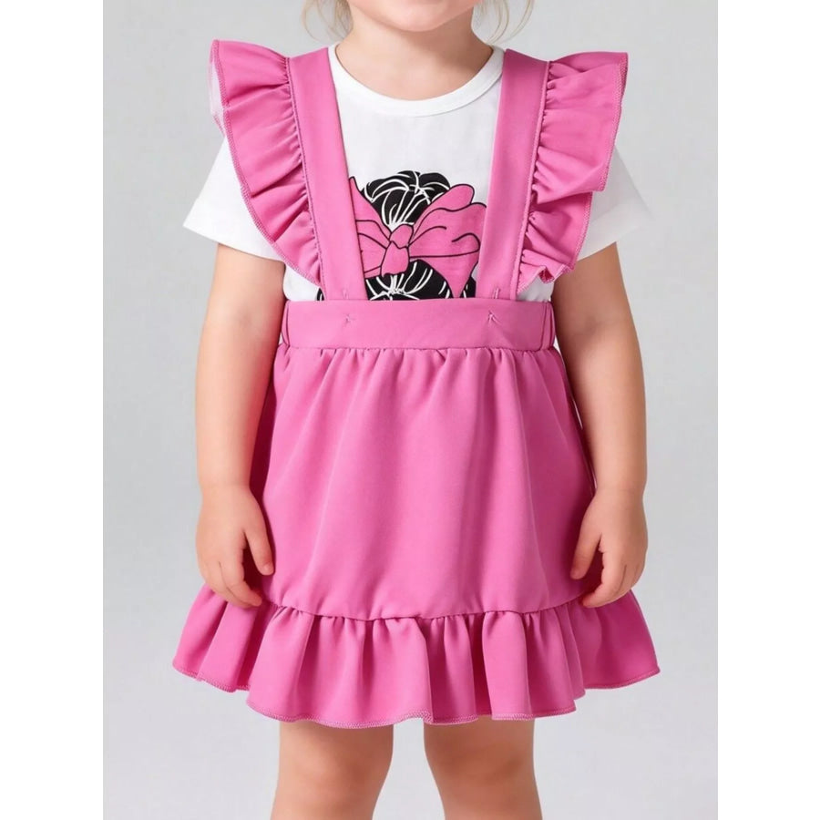 Children’s Ruffled Graphic Bodysuit and Dress Set Fuchsia Pink / 1-3M Apparel and Accessories