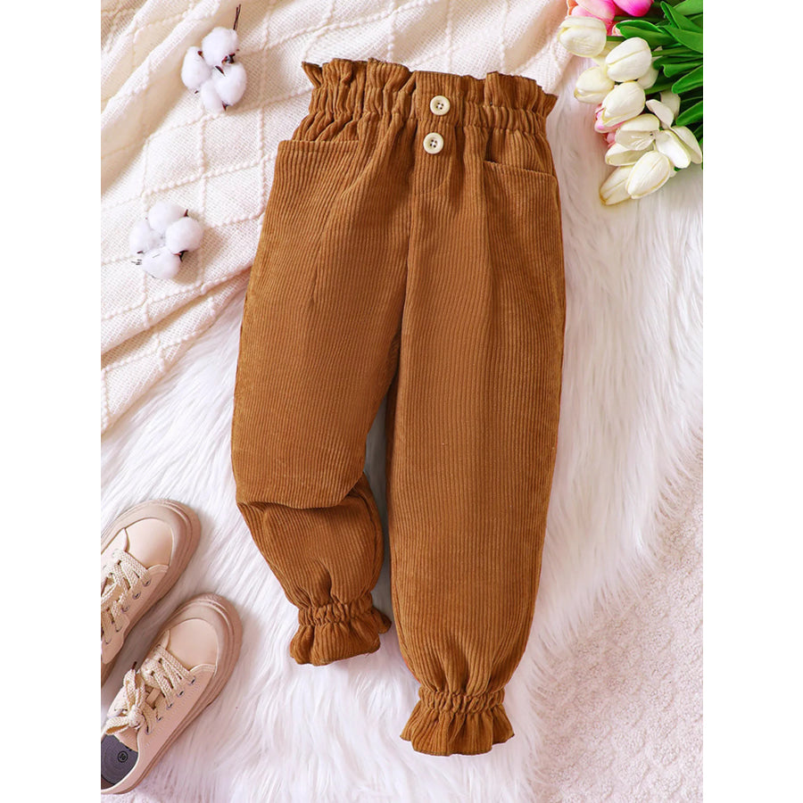 Children’s Ruffled Hem Corduroy Pants Caramel / 3Y Apparel and Accessories