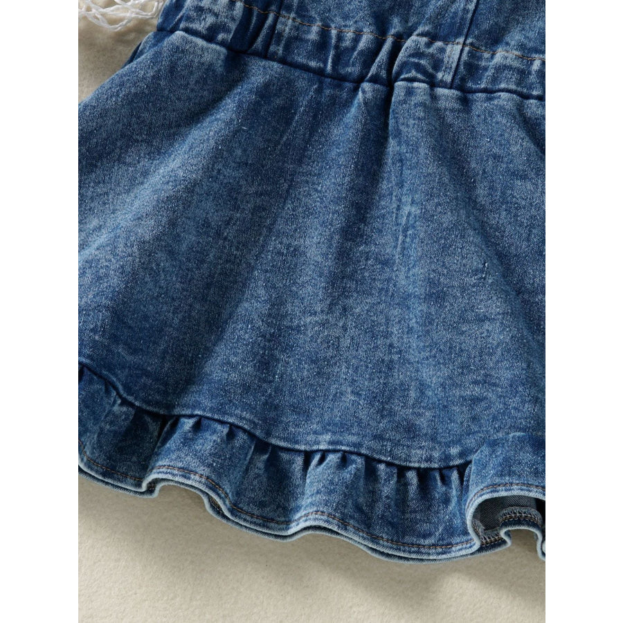Children’s Ruffled Hem Denim Overall Dress Apparel and Accessories