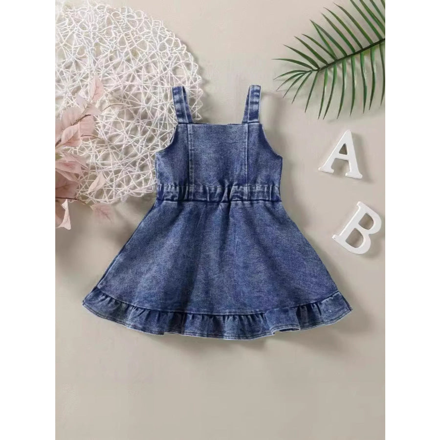 Children’s Ruffled Hem Denim Overall Dress Apparel and Accessories