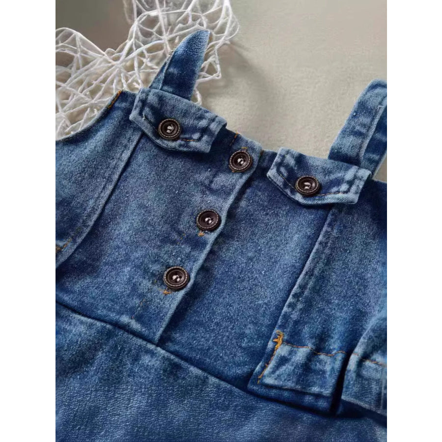 Children’s Ruffled Hem Denim Overall Dress Apparel and Accessories