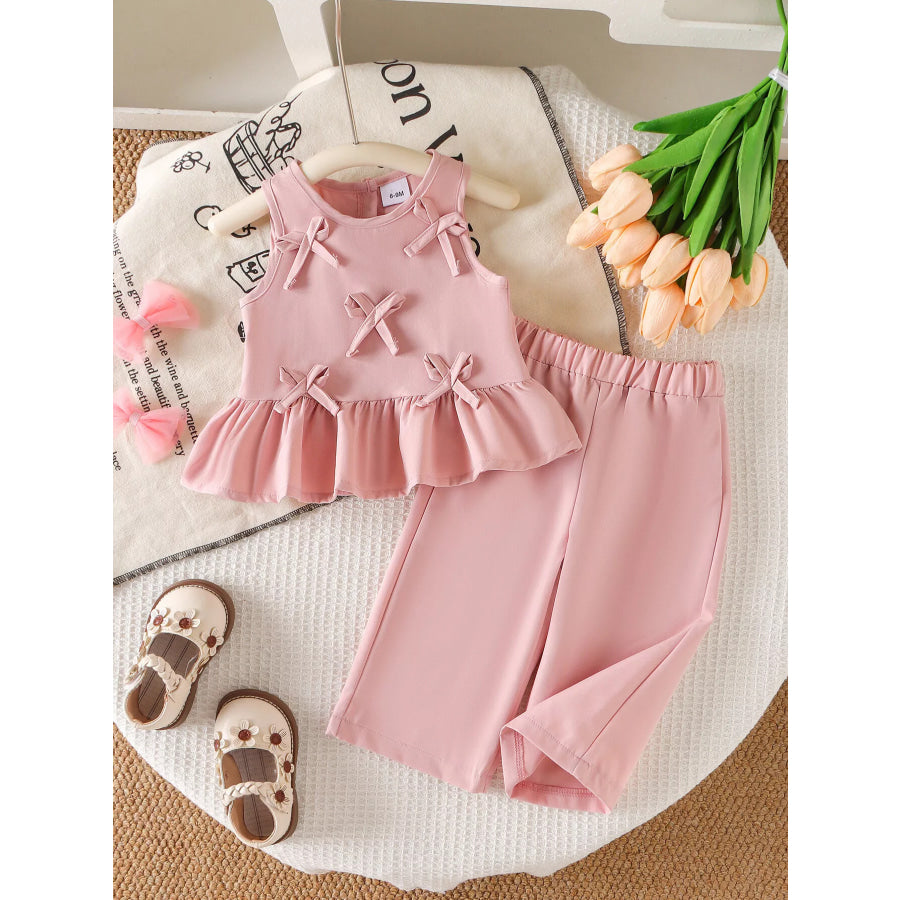 Children’s Ruffled Hem Tank and Pants Set Pink / 6-9M Apparel and Accessories