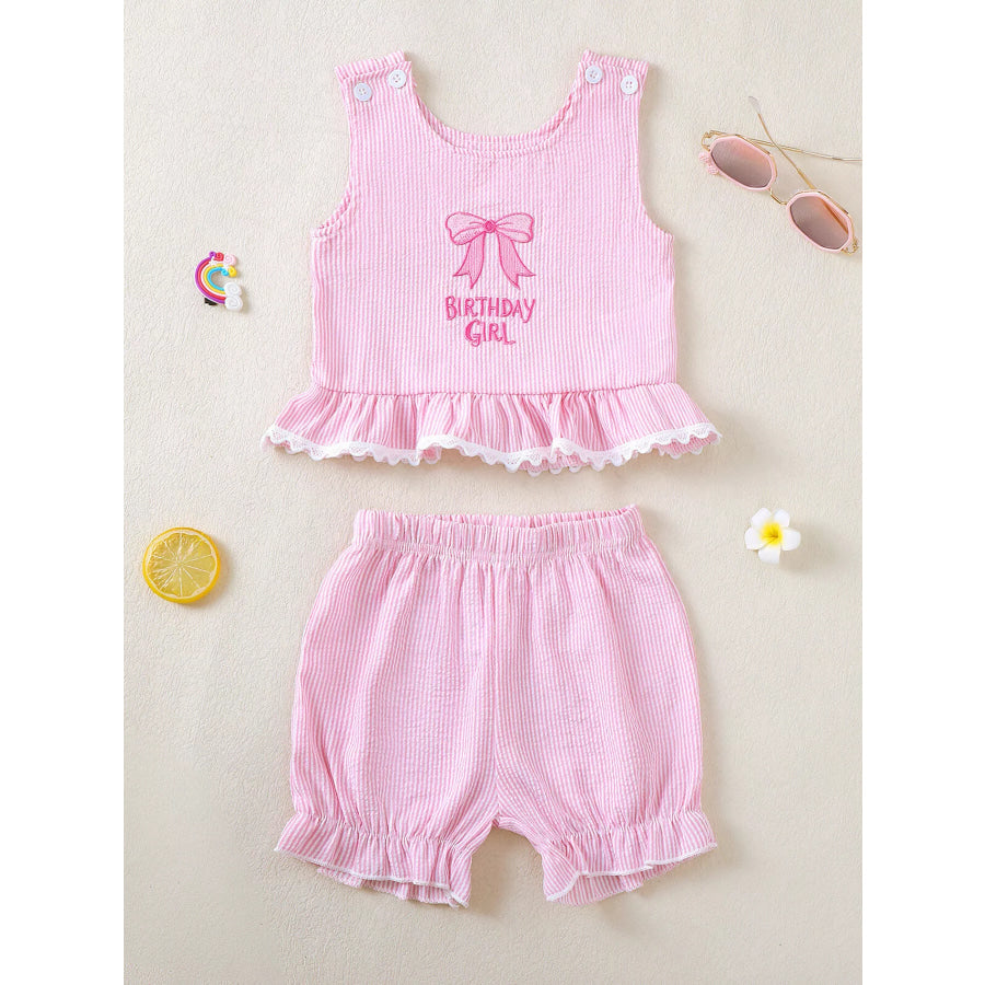 Children’s Ruffled Hem Tank & Shorts Set Pink / 6-12M Apparel and Accessories