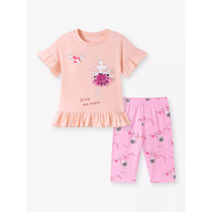 Children’s Ruffled Hem Top and Capris Pants Set Apparel and Accessories