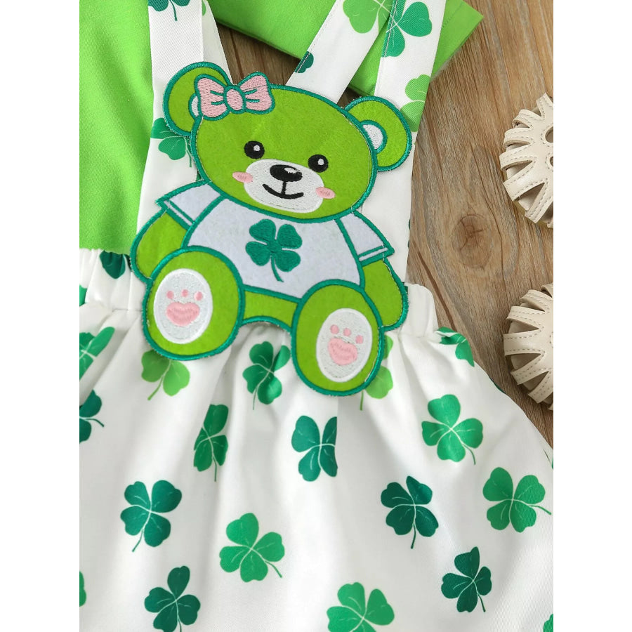 Children’s Ruffled Long Sleeve Bodysuit and Overall Dress Set with Headband Apparel and Accessories