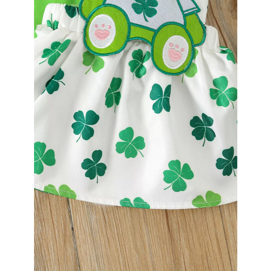 Children’s Ruffled Long Sleeve Bodysuit and Overall Dress Set with Headband Apparel and Accessories