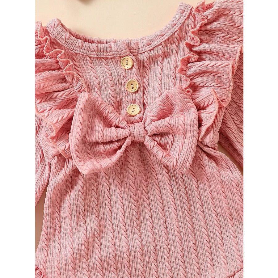 Children’s Ruffled Long Sleeve One-Piece Bodysuit with Headband Apparel and Accessories
