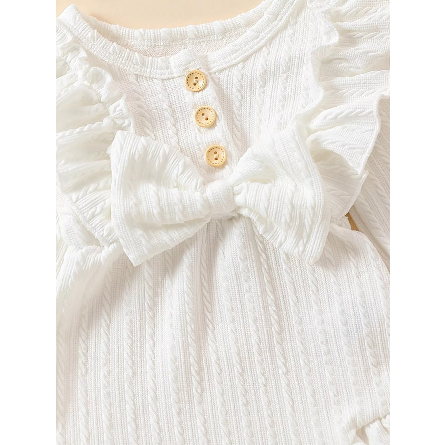 Children’s Ruffled Long Sleeve One-Piece Bodysuit with Headband Apparel and Accessories