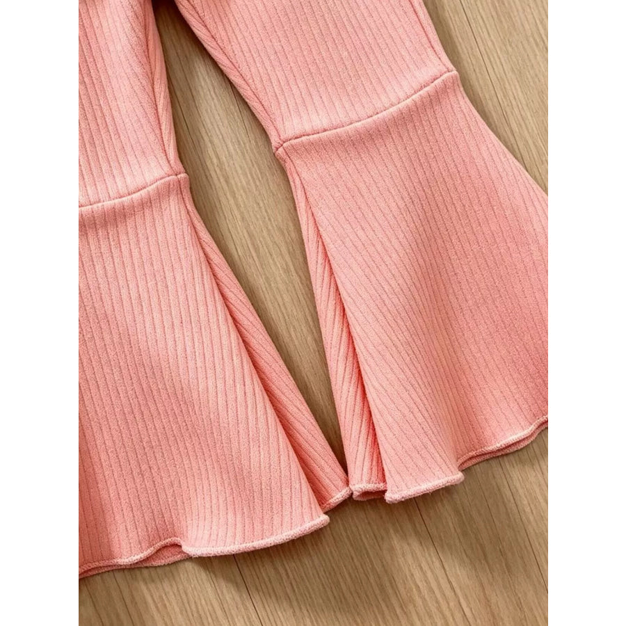 Children’s Ruffled Long Sleeve Top and Flare Pants Set Apparel and Accessories