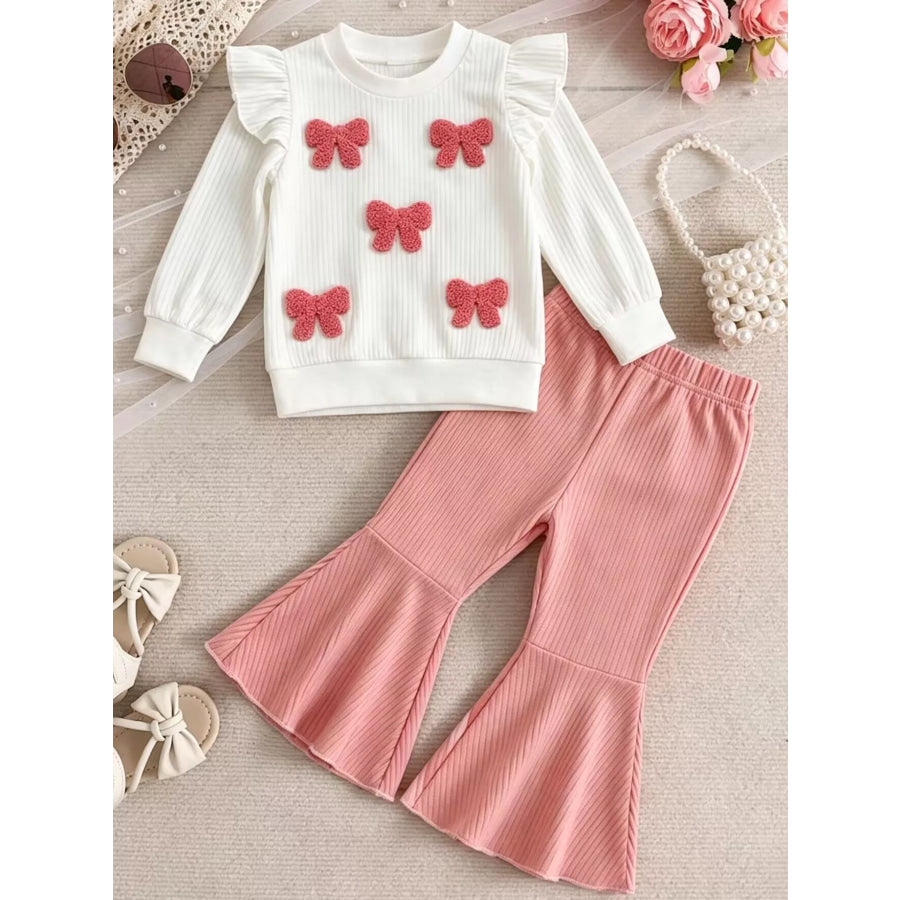 Children’s Ruffled Long Sleeve Top and Flare Pants Set White / 6-12M Apparel and Accessories