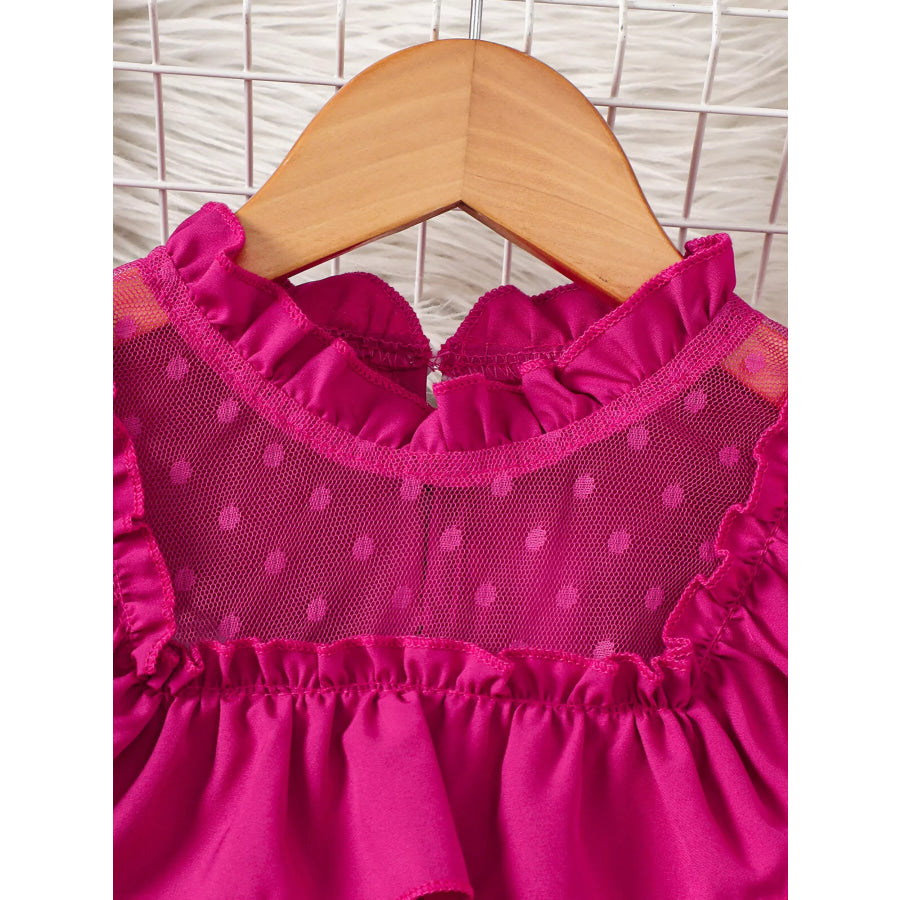 Children’s Ruffled Mesh Top and Denim Skirt Set Apparel and Accessories