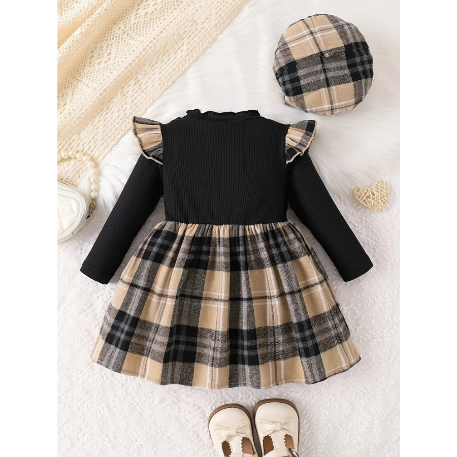 Children’s Ruffled Plaid Dress & Hat Set Apparel and Accessories