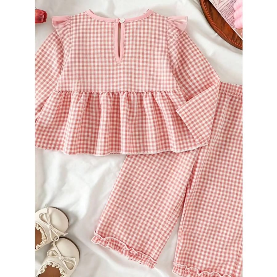 Children’s Ruffled Plaid Top and Pants Set Apparel and Accessories