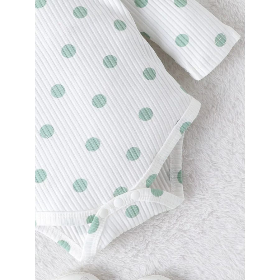Children’s Ruffled Polka Dot Bodysuit and Pants Set with Headband Apparel and Accessories