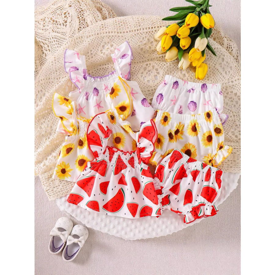 Children’s Ruffled Printed Tank and Shorts Set Apparel and Accessories