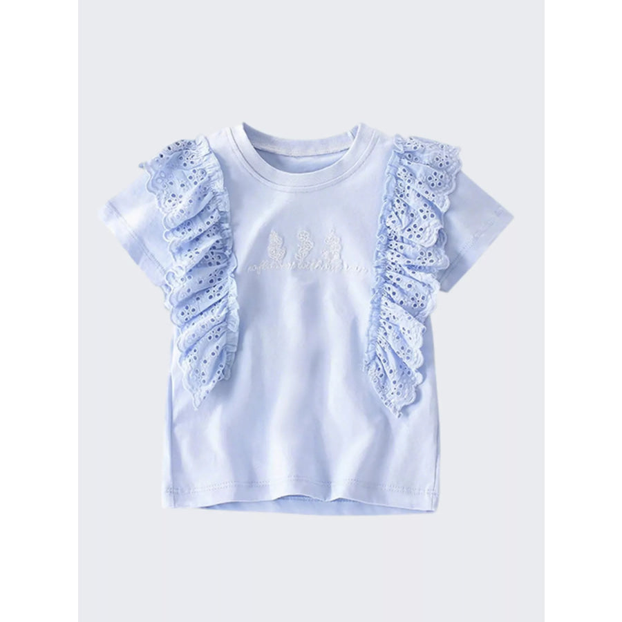 Children’s Ruffled Round Neck Short Sleeve T-Shirt Apparel and Accessories