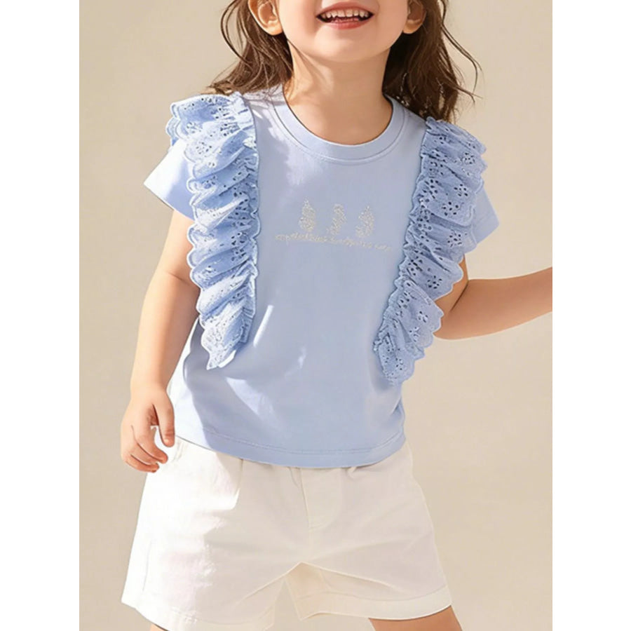 Children’s Ruffled Round Neck Short Sleeve T-Shirt Apparel and Accessories