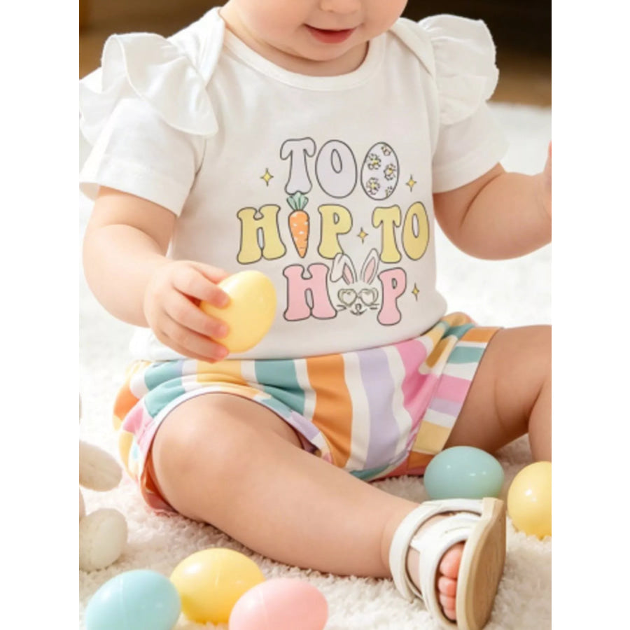 Children’s Ruffled Short Sleeve Bodysuit and Shorts Set with Headband White / 0-3M Apparel and Accessories