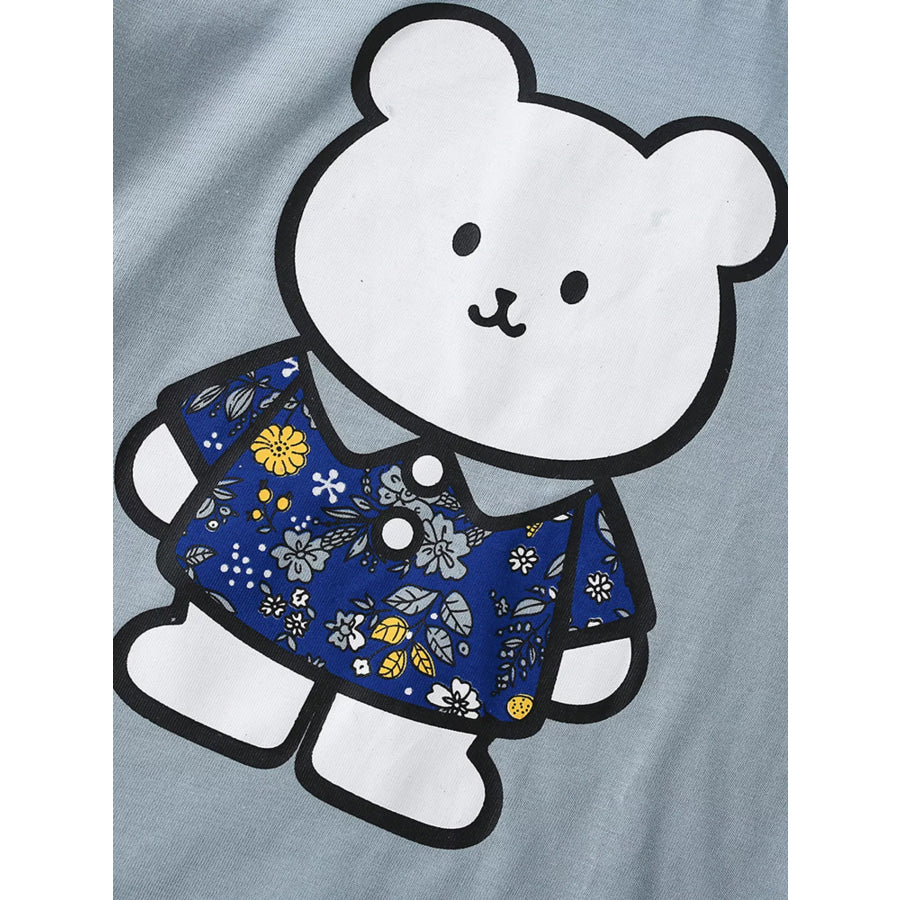 Children’s Ruffled Sleeve Bear Graphic T-Shirt Apparel and Accessories