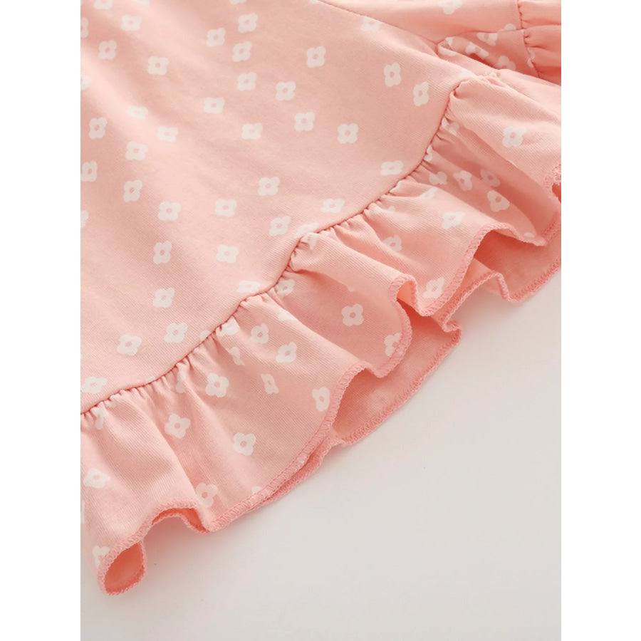 Children’s Ruffled Sleeve Graphic Tee & Floral Ruffle Shorts Set Apparel and Accessories