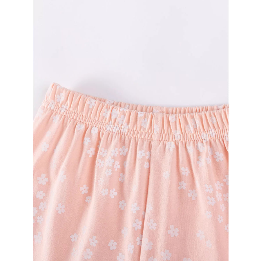 Children’s Ruffled Sleeve Graphic Tee & Floral Shorts Set Apparel and Accessories