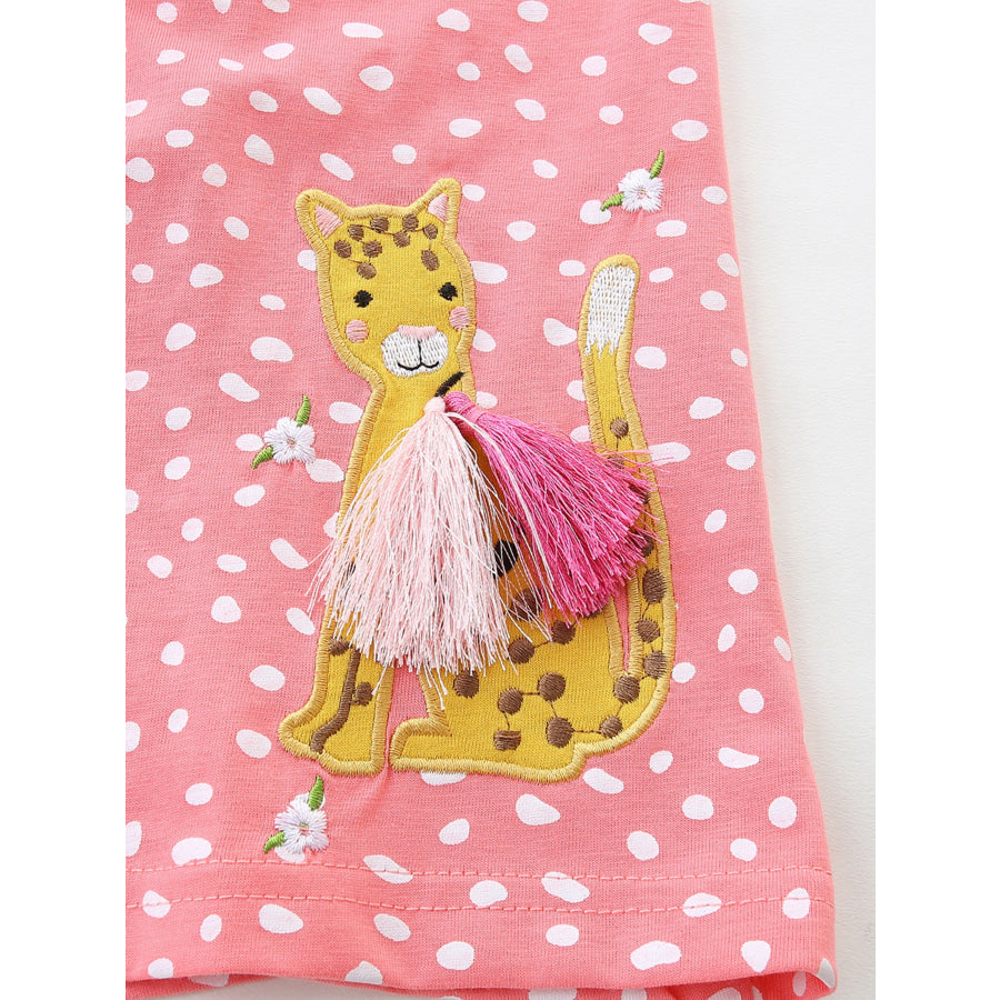 Children’s Ruffled Sleeve Polka Dot Embroidered Dress Apparel and Accessories