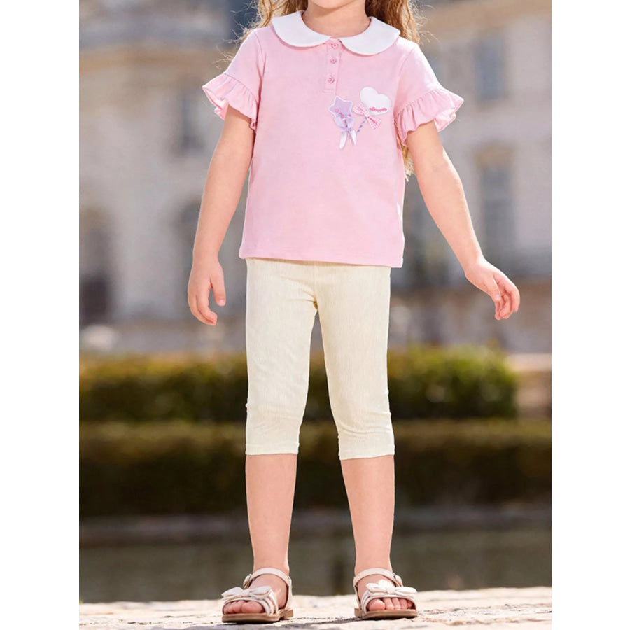 Children’s Ruffled Top & Capri Pants Set Blush Pink / 2Y Apparel and Accessories