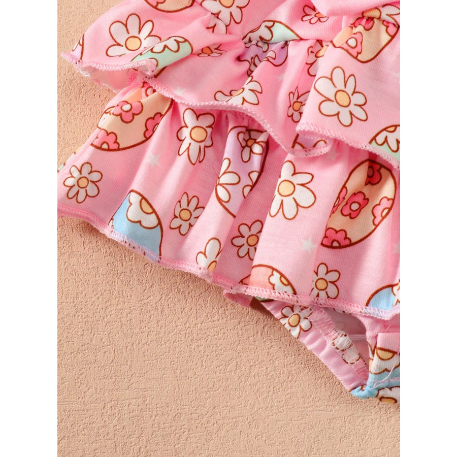 Children’s Ruffled Trim Bodysuit and Skirt Set with Headband Apparel and Accessories