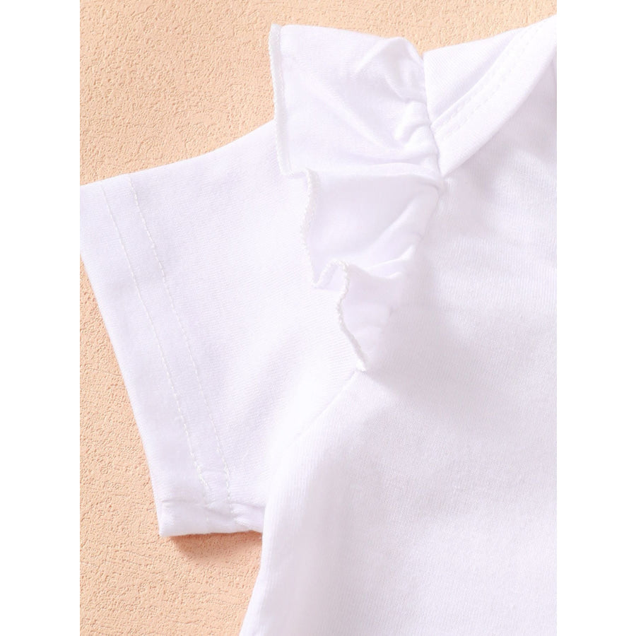 Children’s Ruffled Trim Bodysuit and Skirt Set with Headband Apparel and Accessories