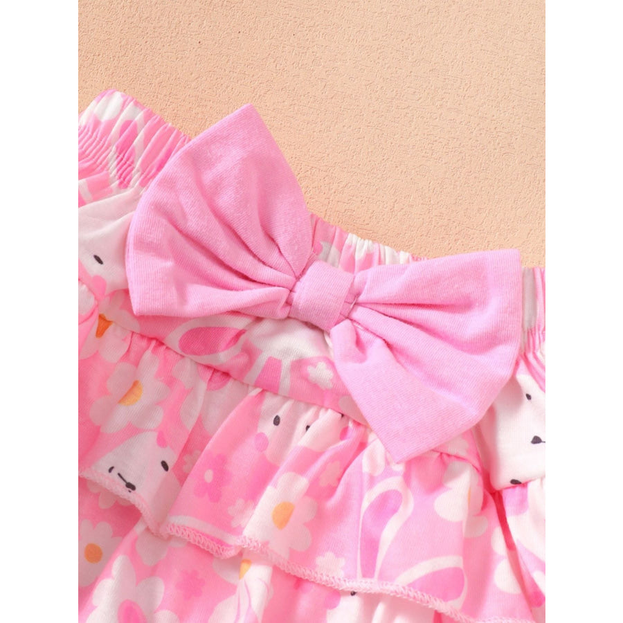 Children’s Ruffled Trim Bodysuit and Skirt Set with Headband Apparel and Accessories