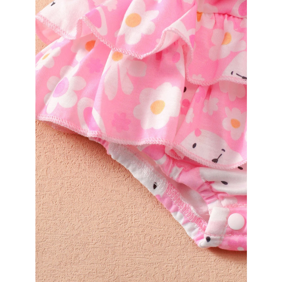 Children’s Ruffled Trim Bodysuit and Skirt Set with Headband Apparel and Accessories